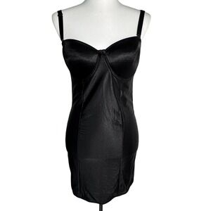FREDERICK'S OF HOLLYWOOD 38B Black Slip Dress Adjustable Strap Underwire Padded‎